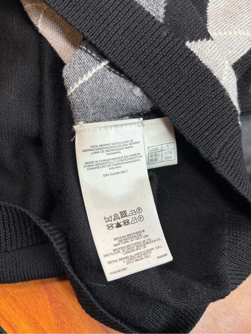 Brooks Brothers 346 | Merino Wool Argyle Twinset — Vest & Cardigan | Size L - Picture 3 of 11